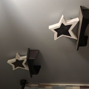 Set of 2 wooden stars